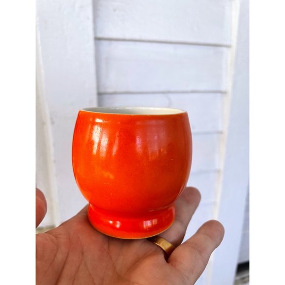 Vintage MCM 1960s Ceramic Orange Ball Pitcher With 5 Glasses set - Picture 3 of 15